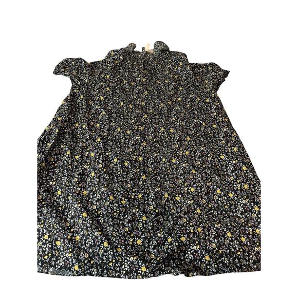 NWT XXL Madewell Black Mini Dress Ruffle Button-Front Trapeze Floral Folklore - Picture 5 of 11